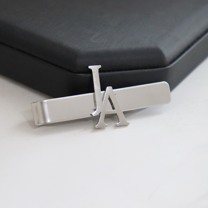 Tie Clip Silver - DIY Huruf Nama Pola 4.8*0.8 Cm