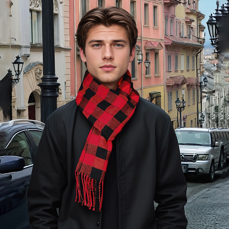 Selendang Kasmir Kotak-kotak D - Muffler Men Wool ulasan dan harga