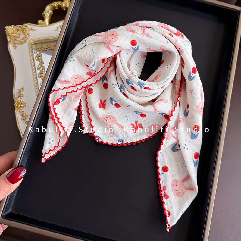 Syal Persegi Katun Linen 58 Cm - Face Scarf Mask ulasan dan harga