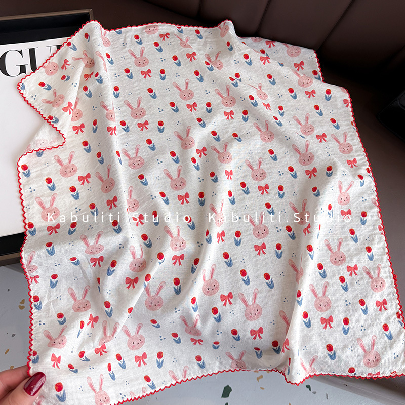 Syal Persegi Katun Linen 58 Cm - Face Scarf Mask ulasan dan harga