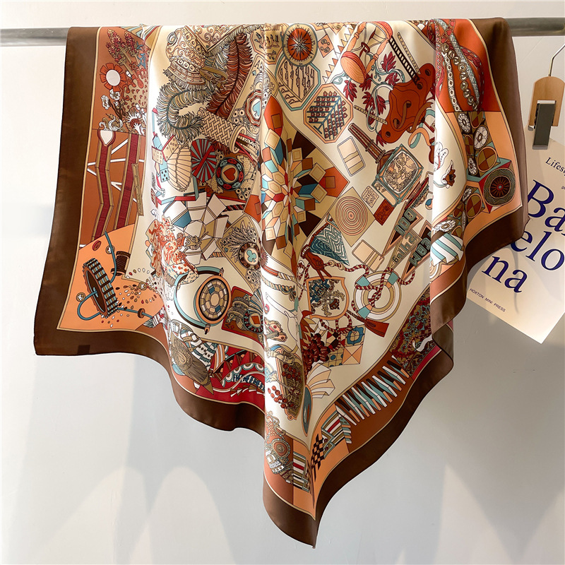 Syal Sutra Twill Kotak-kotak B - Scarf Silk Square ulasan dan harga