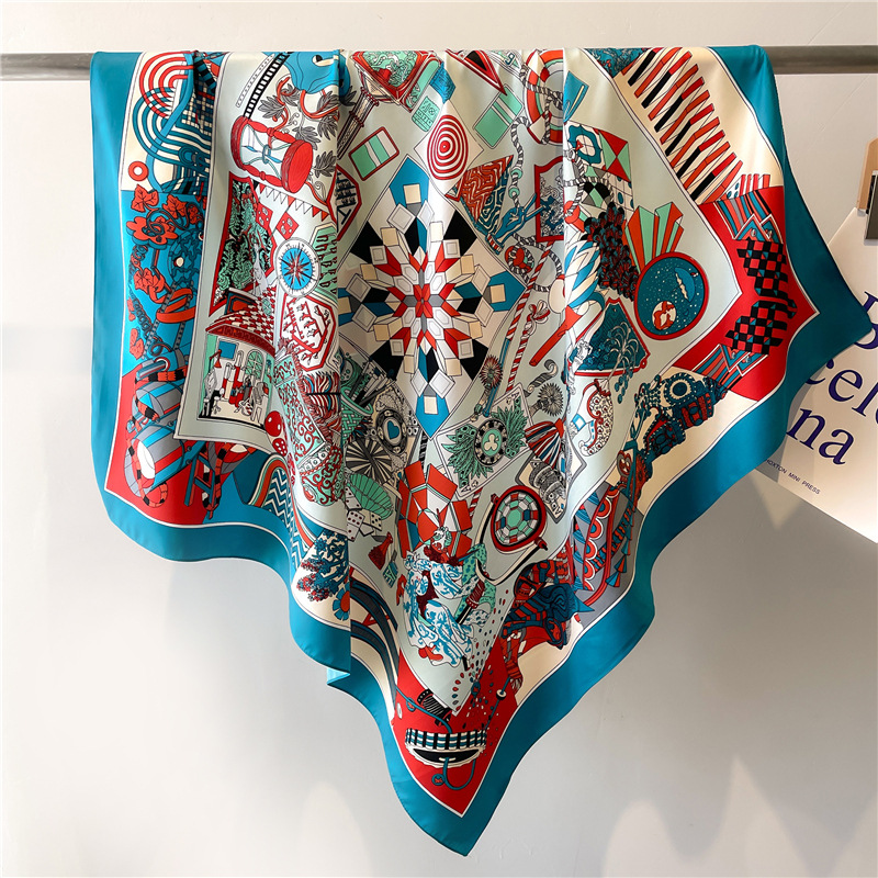 Syal Sutra Twill Kotak-kotak B - Scarf Silk Square ulasan dan harga