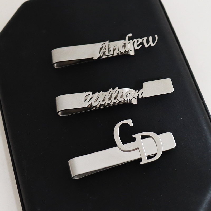 DIY Huruf Nama Pola 4.8*0.8 Cm - Tie Clip Silver ulasan dan harga